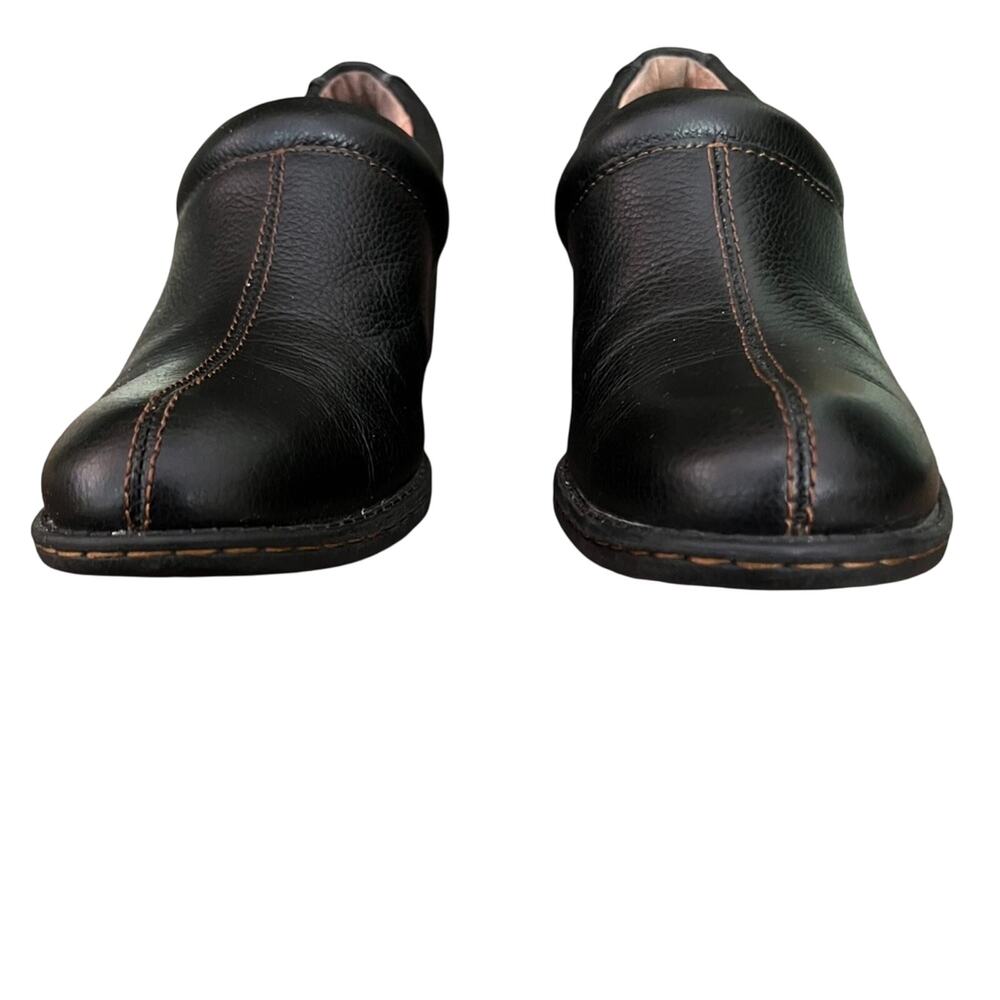 boc Born Peggy Clogs Size 7 Black Pebbled Leather Chunky Stacked Heel Mules - Picture 4 of 15